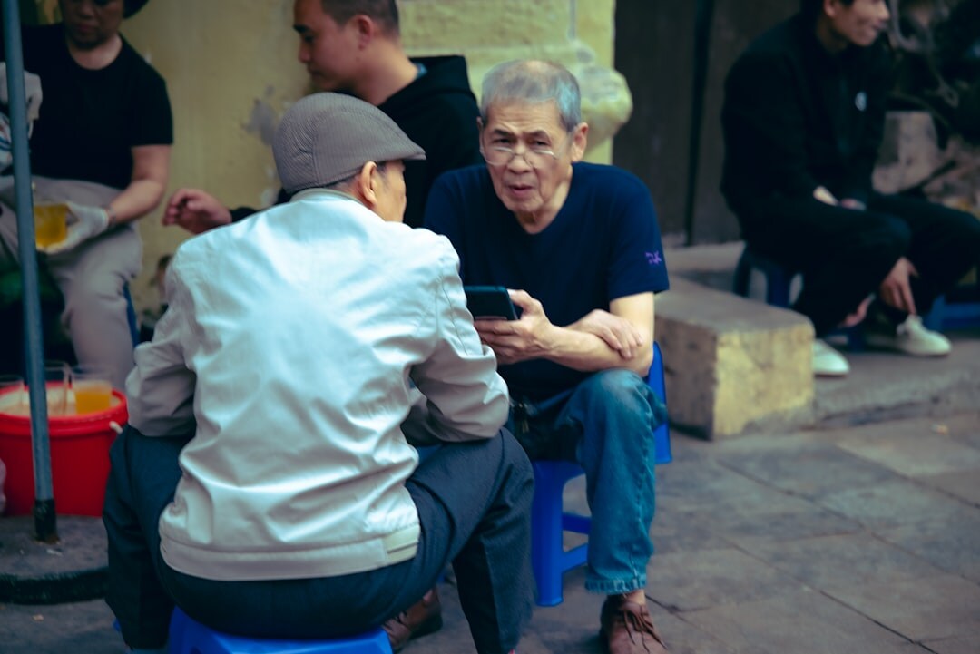 elderly man telling story