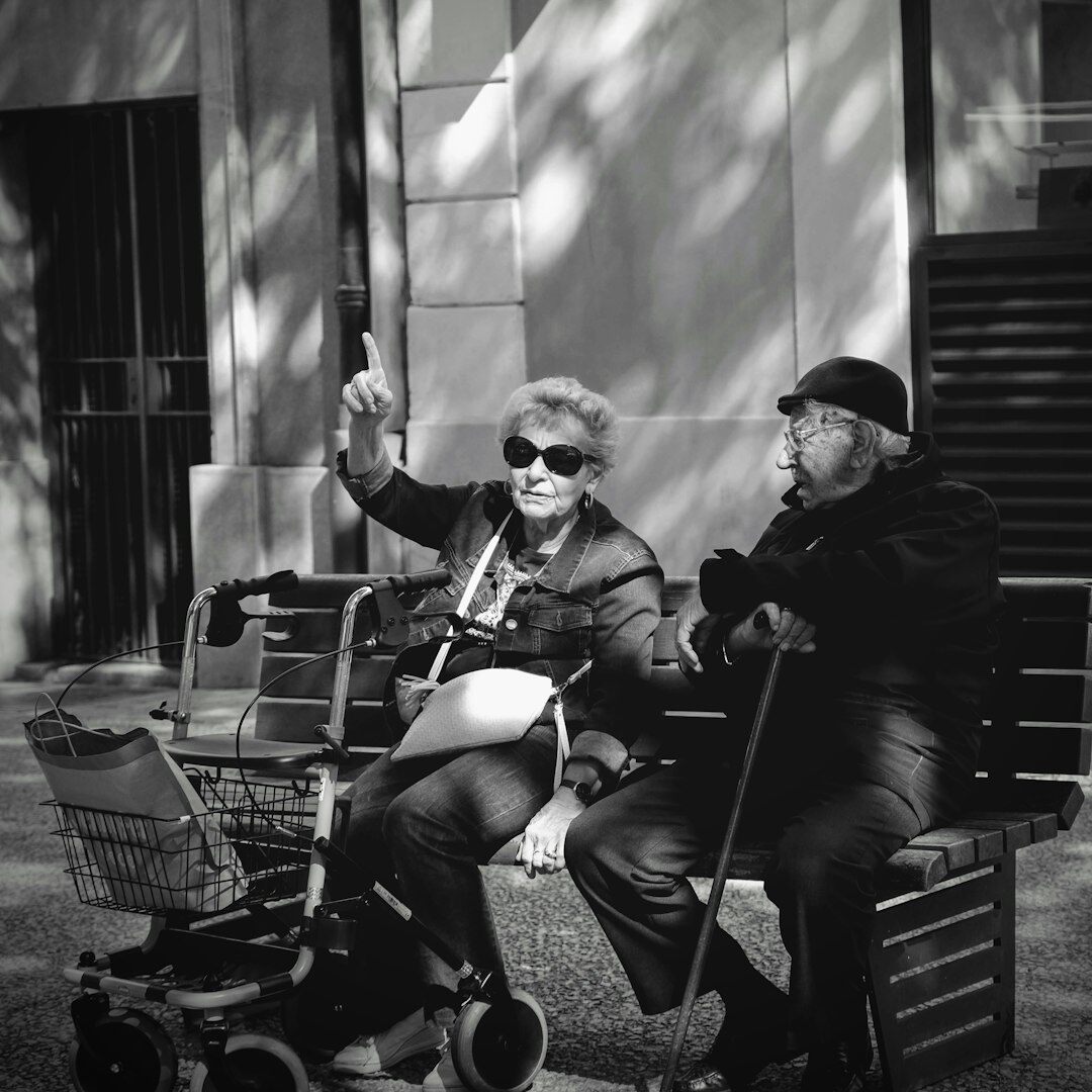 Senior couple using a tablet together at home in Slovakia