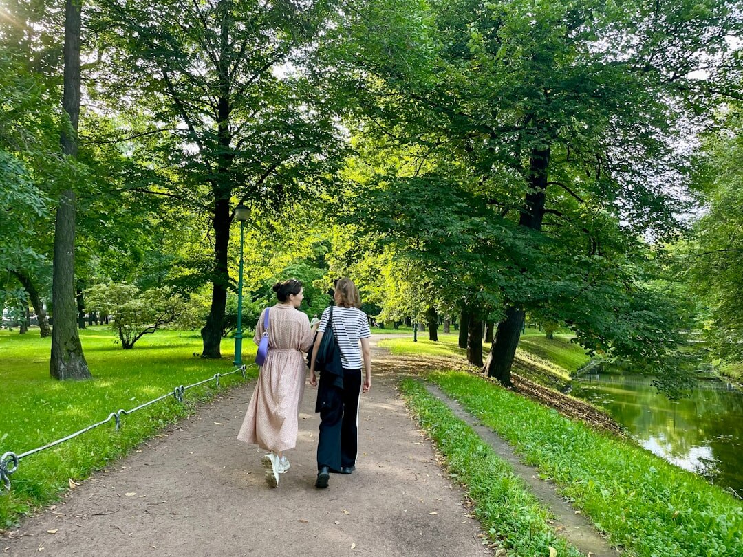 senior couple enjoying park walk
