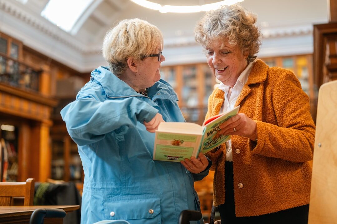 seniors reading book