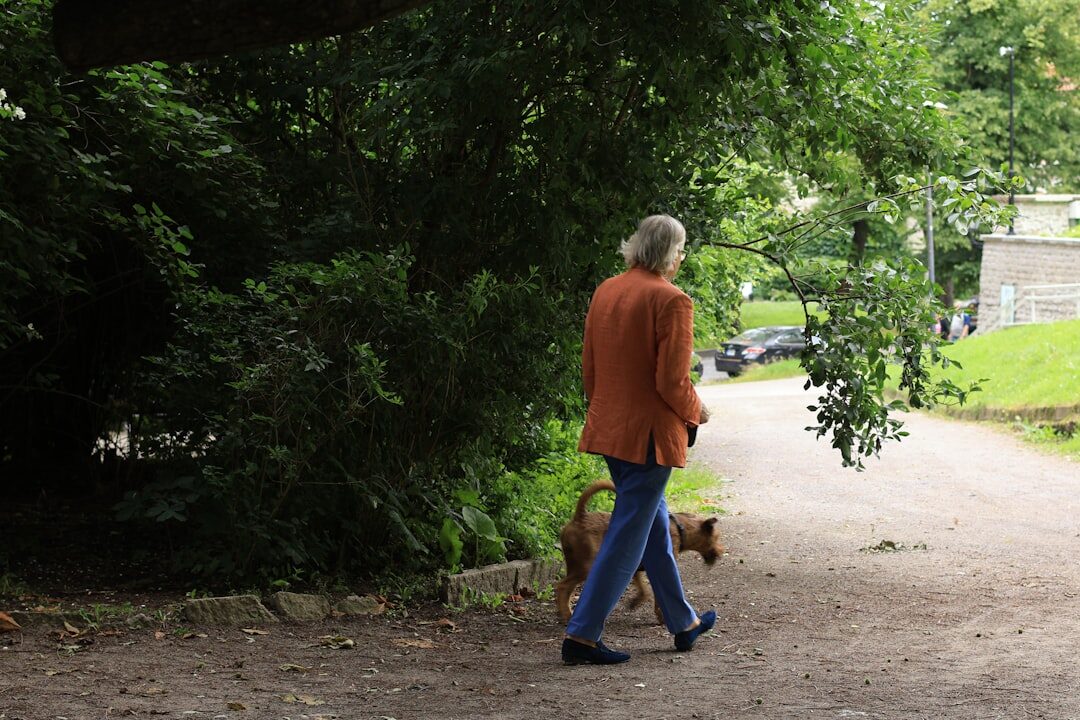 senior walking in park