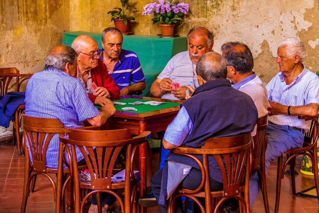 seniors playing cards